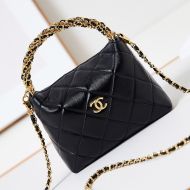 Chanel AS4189 Hobo Crossbody Bag with Twist Braided Handle in Calfskint Black