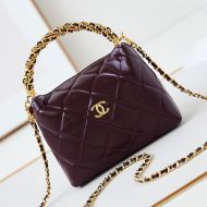 Chanel AS4189 Hobo Crossbody Bag with Twist Braided Handle in Calfskint Burgundy