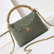 Chanel AS4189 Hobo Crossbody Bag with Twist Braided Handle in Calfskint Green