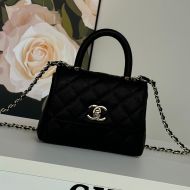 Chanel AS4244 CoCo Handle Clutch with Chain Strap in Grained Calfskin Black