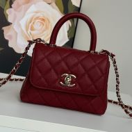 Chanel AS4244 CoCo Handle Clutch with Chain Strap in Grained Calfskin Burgundy