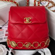 Chanel AS4275 Backpack with Buckle Trim in Lambskin Red