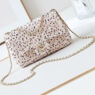 Chanel AS4298 Mini Classic Flap Handbag in Sequins and Calfskin Beige