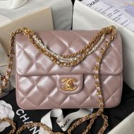 Chanel AS4384 Crossbody Bag with Pearls Chain in Lambskin Cherry