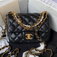 Chanel AS4385 Crossbody Bag with Pearls Chain in Lambskin Black