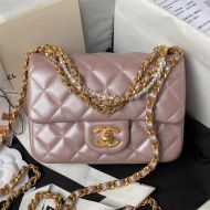 Chanel AS4385 Crossbody Bag with Pearls Chain in Lambskin Cherry
