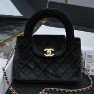 Chanel AS4416 Mini Kelly Shopping Bag with Chain in Velvet Cloth Black