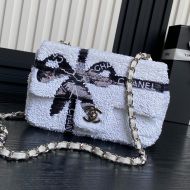 Chanel AS4418 Small Flap Bag with Chain Strap in Sequins White/Black