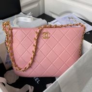Chanel AS4450 Hobo Armpit Bag with Chain Strap in Lambskin Pink