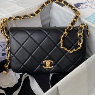 Chanel AS4451 Flap Crossbody Bag with Chunky Chain Strap in Lambskin Black