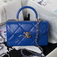 Chanel AS4469 Box Bag with Chain in Calfskin Blue