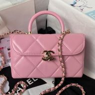 Chanel AS4469 Box Bag with Chain in Calfskin Pink