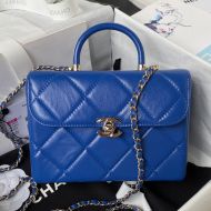 Chanel AS4470 Box Bag with Chain in Calfskin Blue