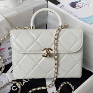Chanel AS4470 Box Bag with Chain in Calfskin White