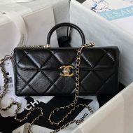 Chanel AS4471 Box Bag with Chain in Calfskin Black