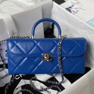 Chanel AS4471 Box Bag with Chain in Calfskin Blue