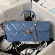 Chanel AS4471 Box Bag with Chain in Calfskin Light Blue