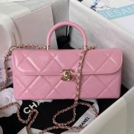 Chanel AS4471 Box Bag with Chain in Calfskin Pink