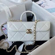 Chanel AS4471 Box Bag with Chain in Calfskin White