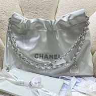 Chanel AS4486 Large 22 Hobo Bag with Chanel Letters in Shiny Calfskin Beige/Silver