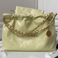 Chanel AS4486 Large 22 Hobo Bag with Chanel Letters in Shiny Calfskin Khaki