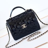 Chanel AS4511 Box Bag with Chain Strap in Patent Leather Black