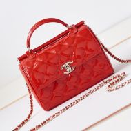 Chanel AS4511 Box Bag with Chain Strap in Patent Leather Red