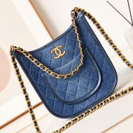 Chanel AS4532 Hobo Crossbody Bag with Chain Strap in Denim Blue