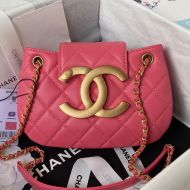 Chanel AS4609 Shoulder Bag with Maxi Logo in Lambskin Pink