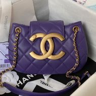 Chanel AS4609 Shoulder Bag with Maxi Logo in Lambskin Purple