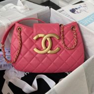 Chanel AS4610 Shoulder Bag with Maxi Logo in Lambskin Pink