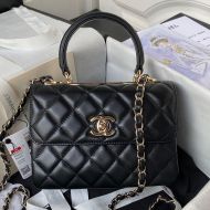 Chanel AS4654 Mini Flap Crossbody Bag with Top Handle in Lambskin Black