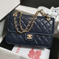 Chanel AS4686 Flap Crossbody Bag with Chain Strap in Lambskin Navy Blue
