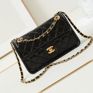 Chanel AS4687 Flap Crossbody Bag with Chain Strap in Shiny Calfskin Black