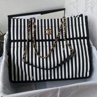 Chanel AS4693 CoCo Beach Tote Bag with Chain Strap in Nylon White