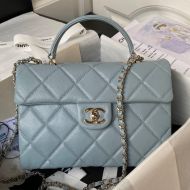Chanel AS4712 Kelly Handbag with Chain Strap in Grained Calfskin Grey