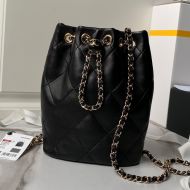 Chanel AS4810 Bucket Bag with CC Colored Balls in Lambskin Black