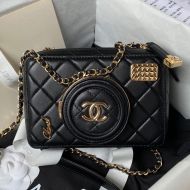 Chanel AS4817 Camera Bag with Lens Cap Pocket in Lambskin Black