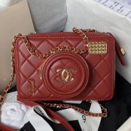 Chanel AS4817 Camera Bag with Lens Cap Pocket in Lambskin Red