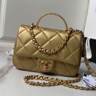 Chanel AS4848 Flap Crossbody Bag with Transparent Handle in Lambskin Gold