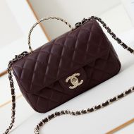 Chanel AS4924 Mini Classic Flap Bag with Strass Handle in Lambskin Burgundy