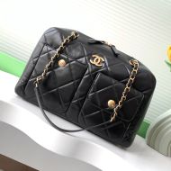 Chanel AS4933 Bowling Bag with Three Pockets in Calfskin Black