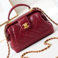 Chanel AS4958 Mini Doctor Bag with Chain in Shiny Lambskin Burgundy