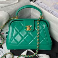Chanel AS4958 Mini Doctor Bag with Chain in Shiny Lambskin Green