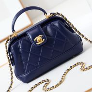 Chanel AS4958 Mini Doctor Bag with Chain in Shiny Lambskin Navy Blue