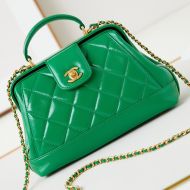 Chanel AS4959 Small Doctor Bag with Chain in Shiny Lambskin Green