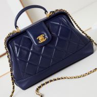 Chanel AS4959 Small Doctor Bag with Chain in Shiny Lambskin Navy Blue