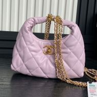 Chanel AS4966 Hobo Handbag with Tassel Chain in Lambskin Pink
