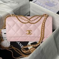 Chanel AS4971 Flap Bag with Tassel Chain in Lambskin Pink
