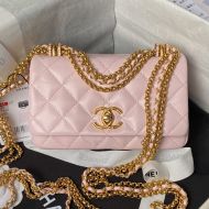 Chanel AS4972 Small Flap Bag with Tassel Chain in Lambskin Pink